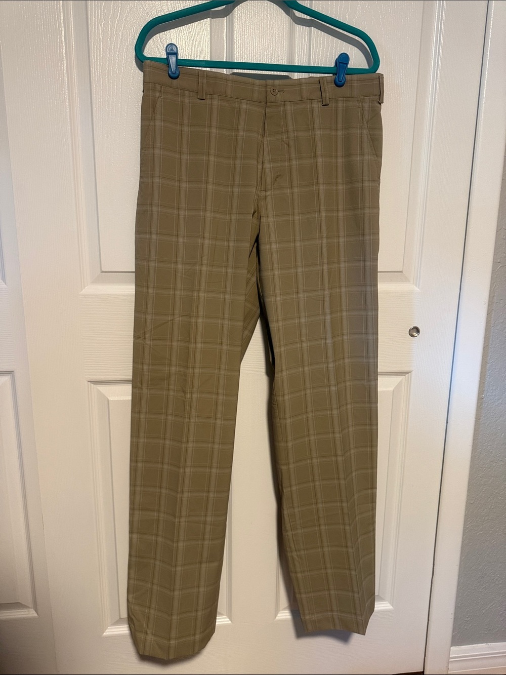 Nike Pants Mens 34x34 Brown Plaid Fit Dry Performance Tech Golf Chino NWOT
